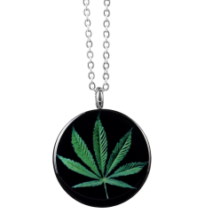 Ароматичний кулон емалевий з ланцюжком Cannabis  фото